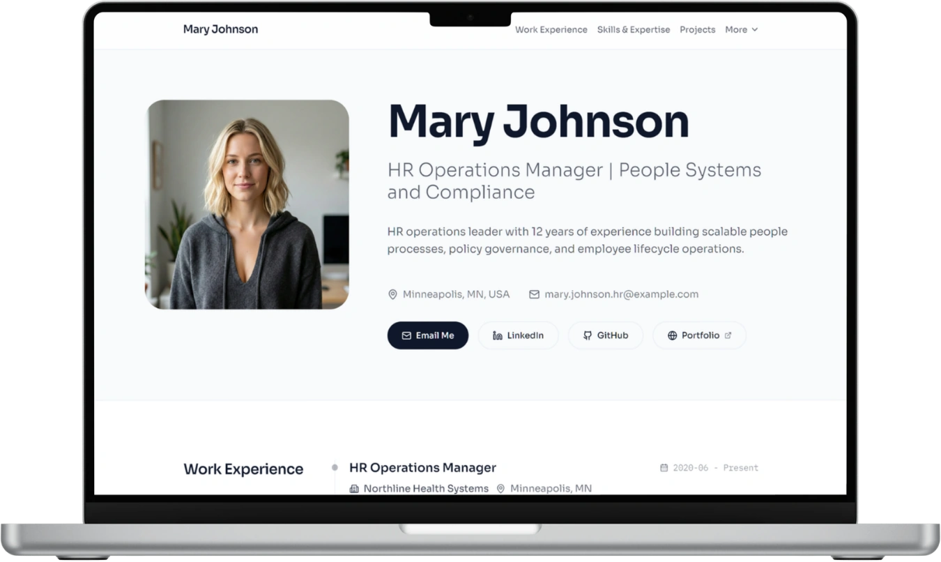 Desktop resume website mockup examples