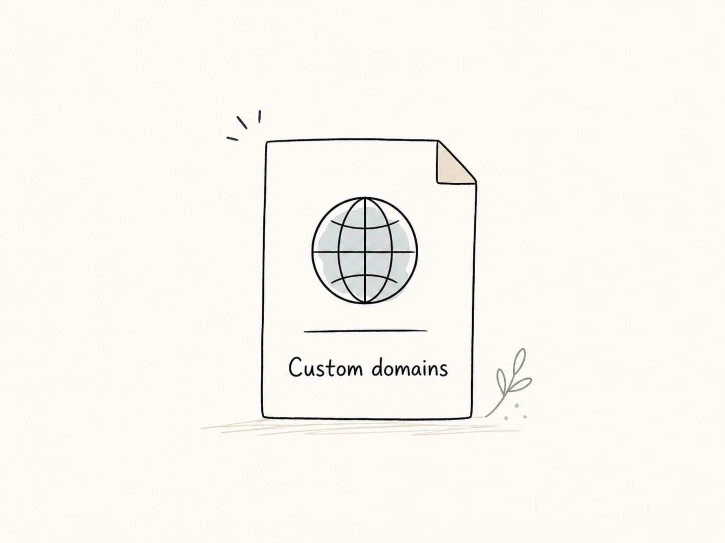 Illustrated custom domain setup for a published Self page.