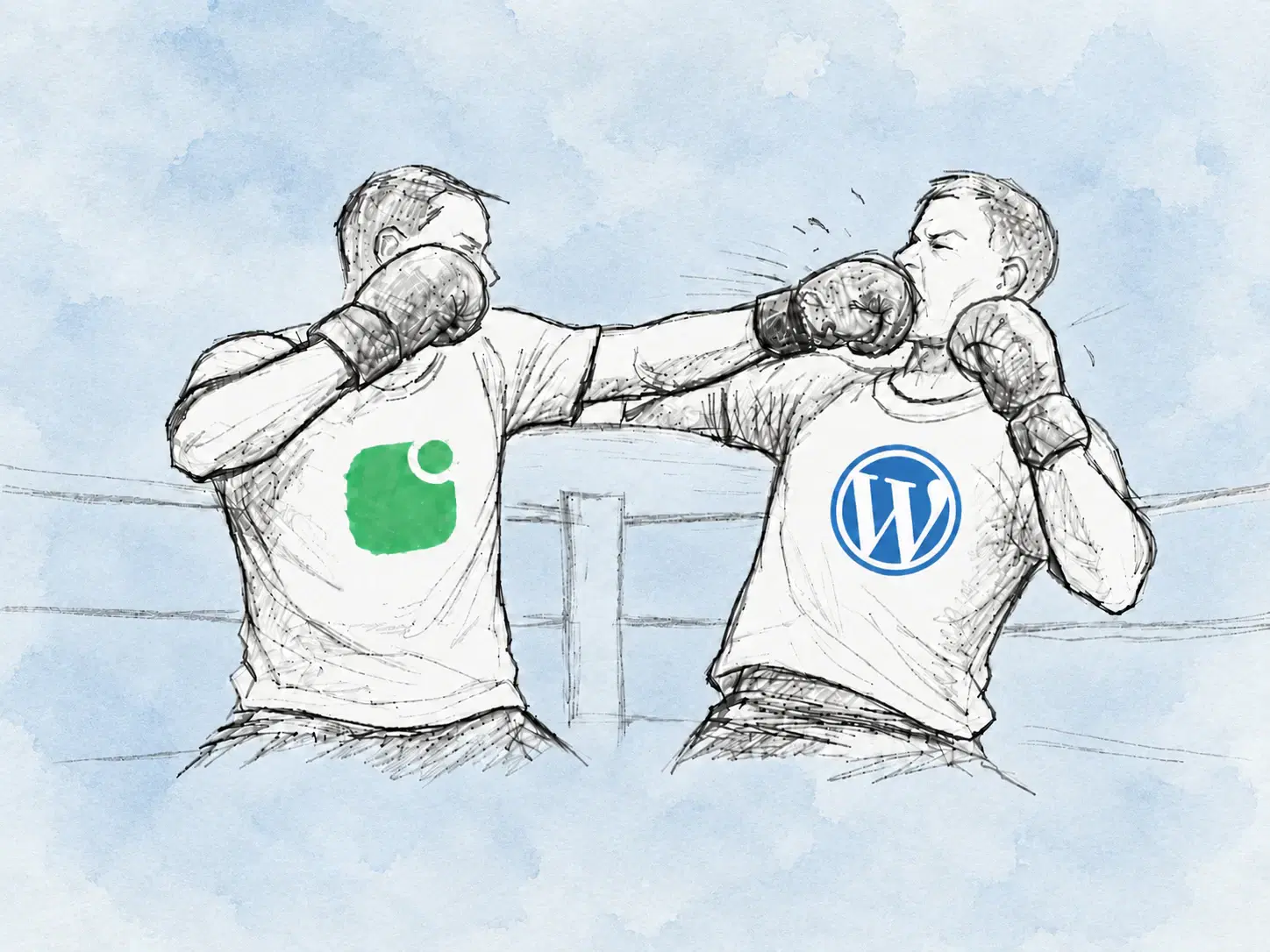 Illustrated comparison of Self and WordPress.com for creating a professional website.