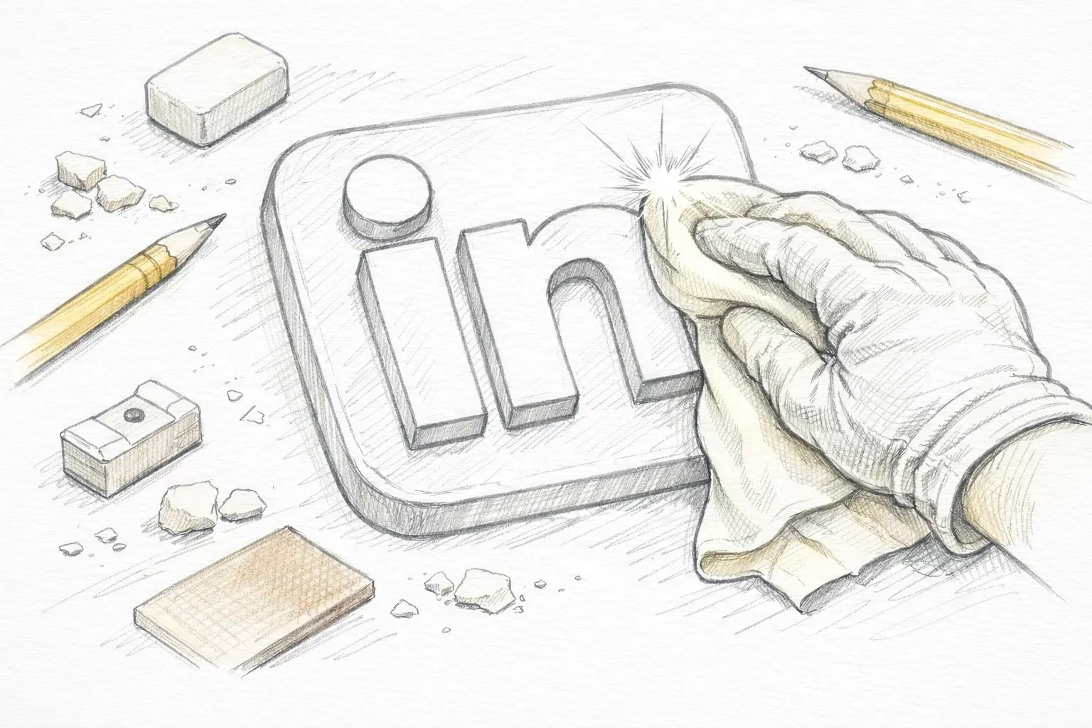 Illustrated browser windows showing a LinkedIn profile being converted into a polished personal webpage.