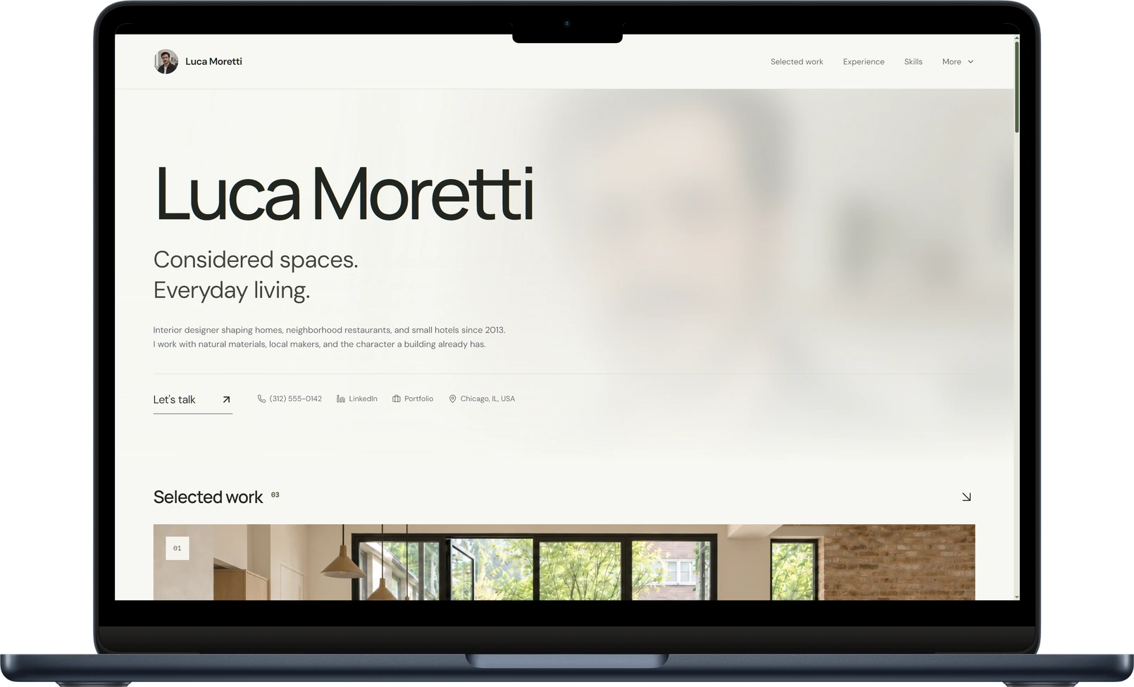 Gallery website example: Luca Moretti